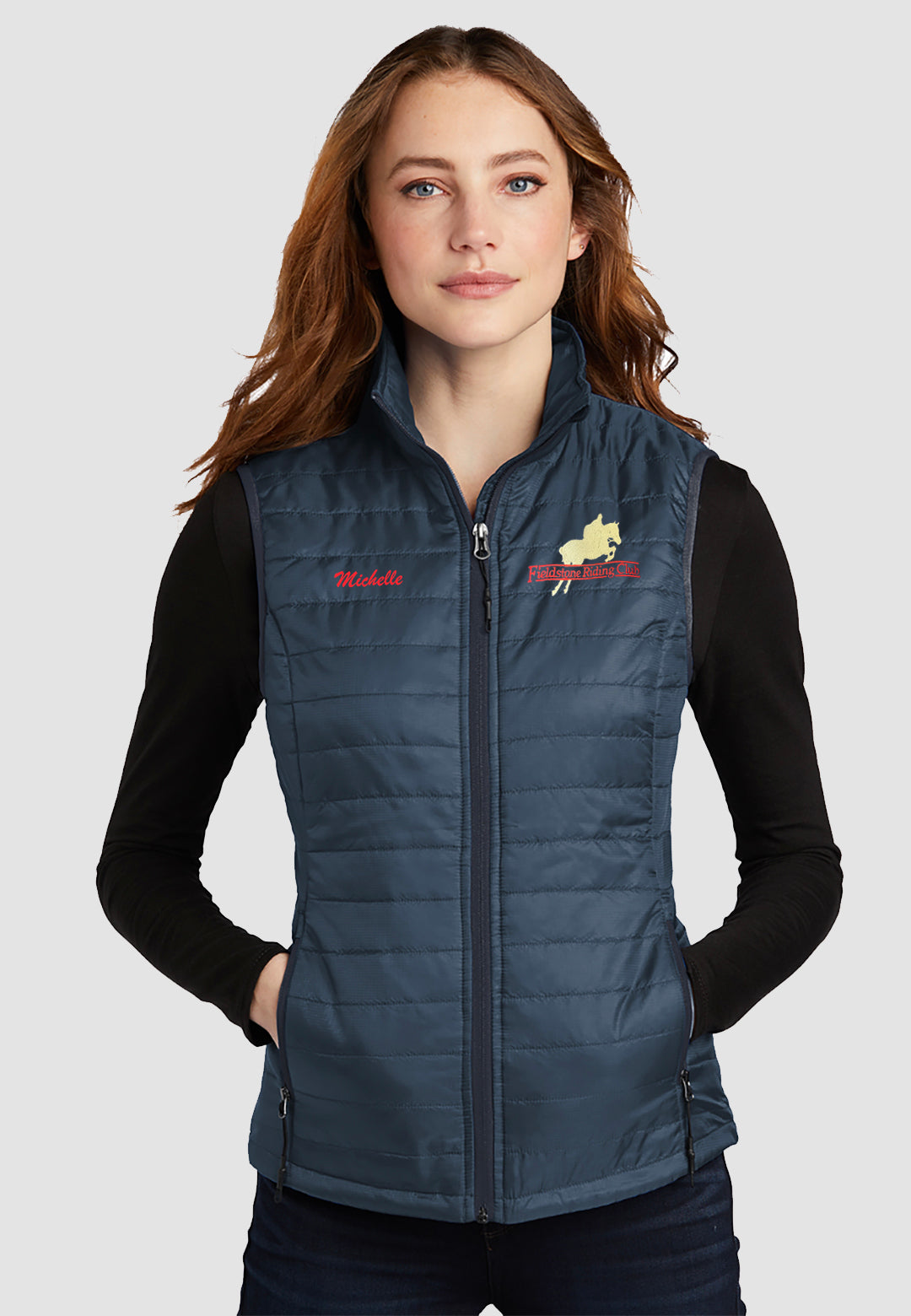 Fieldstone Riding Club Port Authority® Ladies Packable Down Vest - Navy