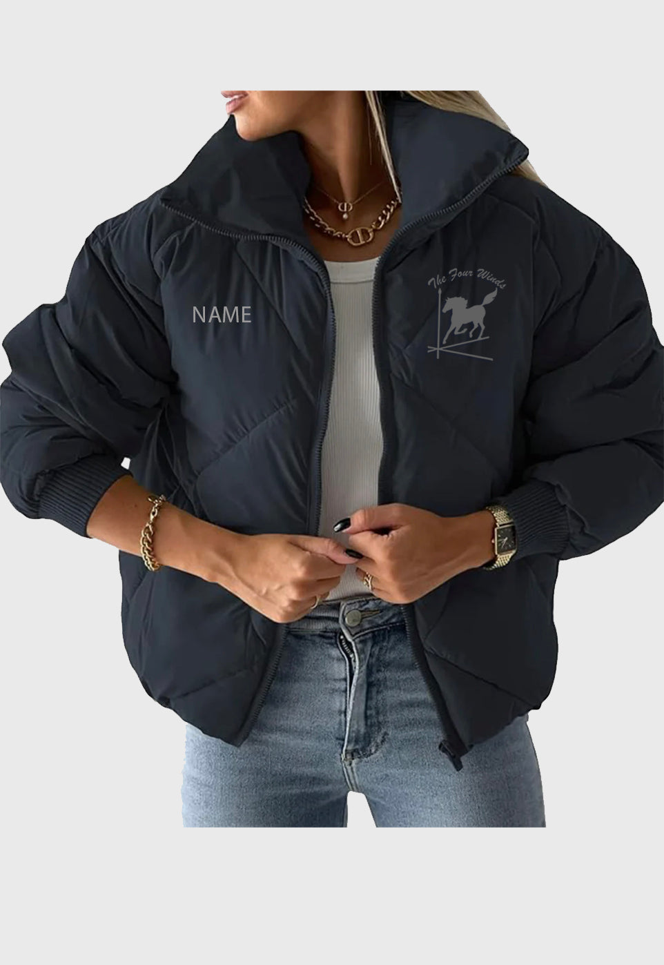 The Four Winds WOMENS QUILTED CROPPED PUFFER JACKET