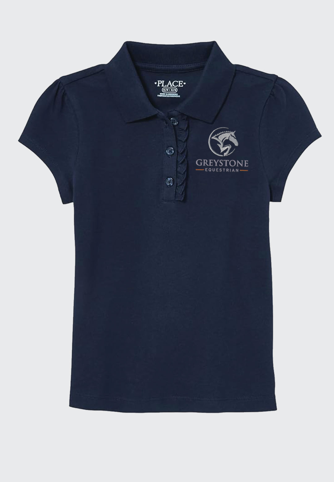 Greystone Equestrian The Children's Place Girls' Short Sleeve Ruffle Pique Polo, 2 Color Options