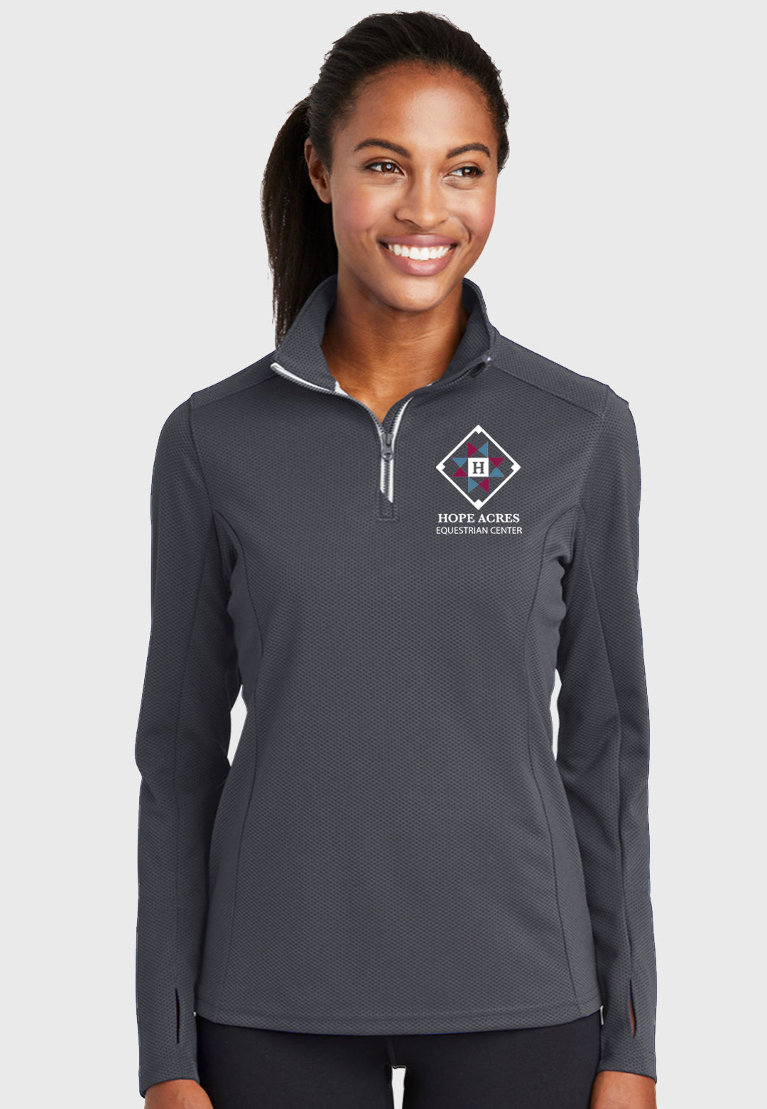 Hope Acres Sport-Tek® Sport-Wick® Ladies + Mens Textured Navy 1/4-Zip Pullover, 3 Color Options