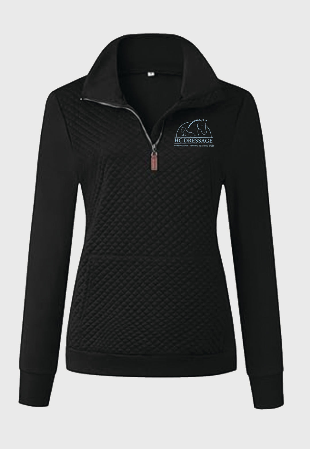 HC Dressage BTFBM Ladies Quilted 1/4 Zip Black Sweatshirt