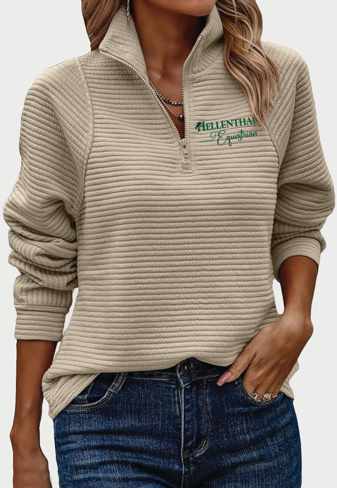 Hellenthal Equestrian Ladies Quarter Zip Casual Sweatshirt, 2 Color Options