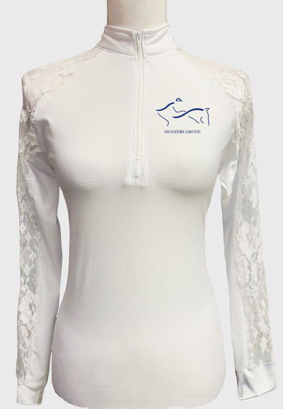 Hunters Grove Stables Ladies White Lace Show Shirt - Long/Short Sleeves