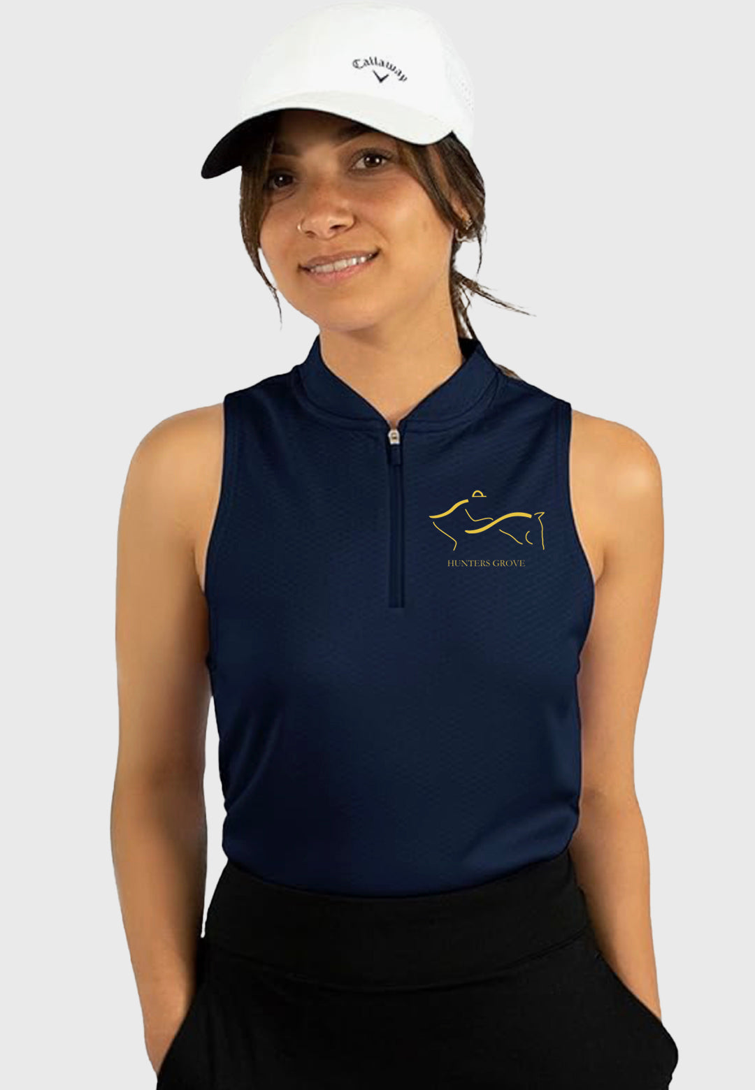 Hunters Grove Stables Three Sixty Six Ladies Sleeveless Polo with Zipper
