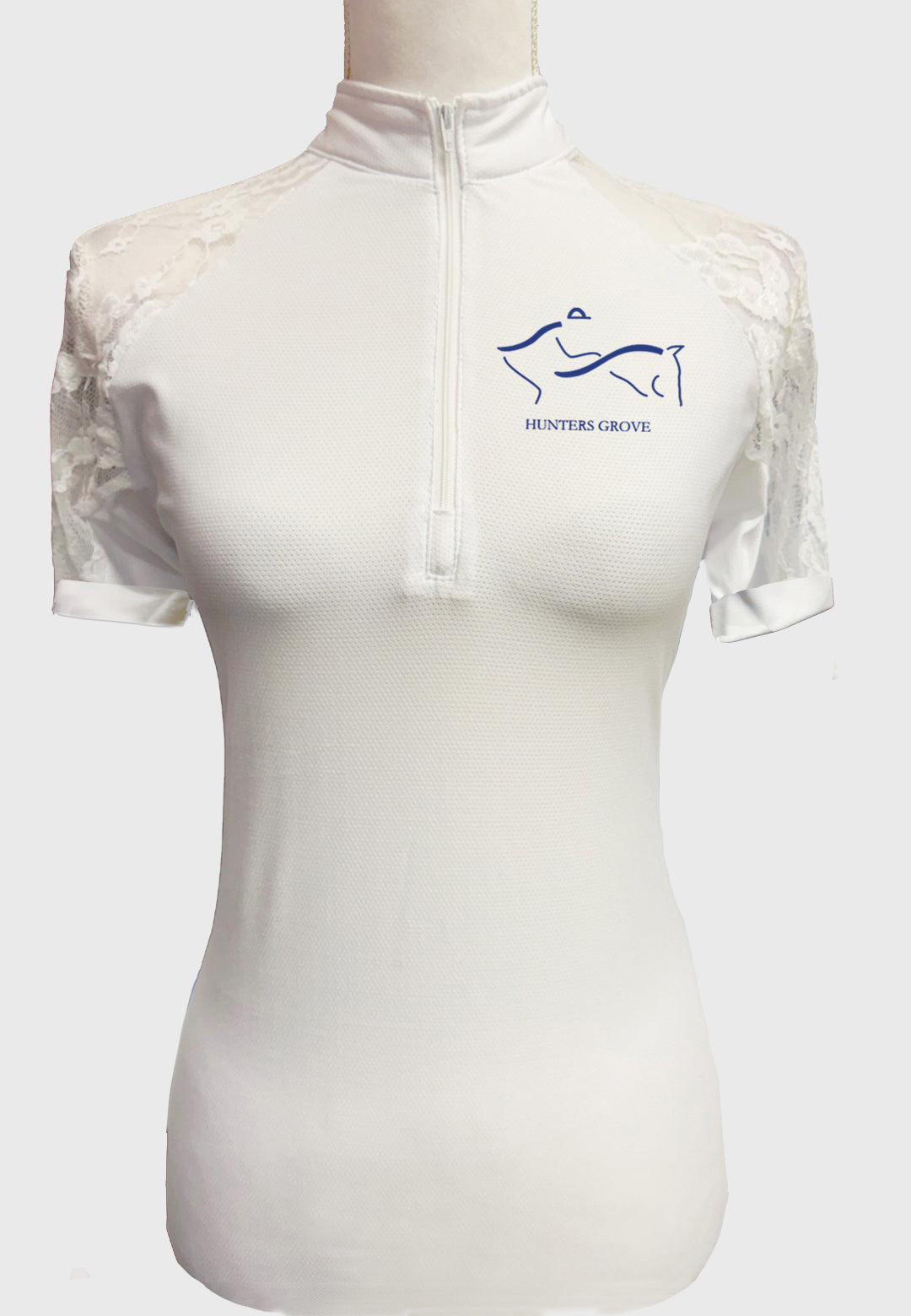 Hunters Grove Stables Ladies White Lace Show Shirt - Long/Short Sleeves