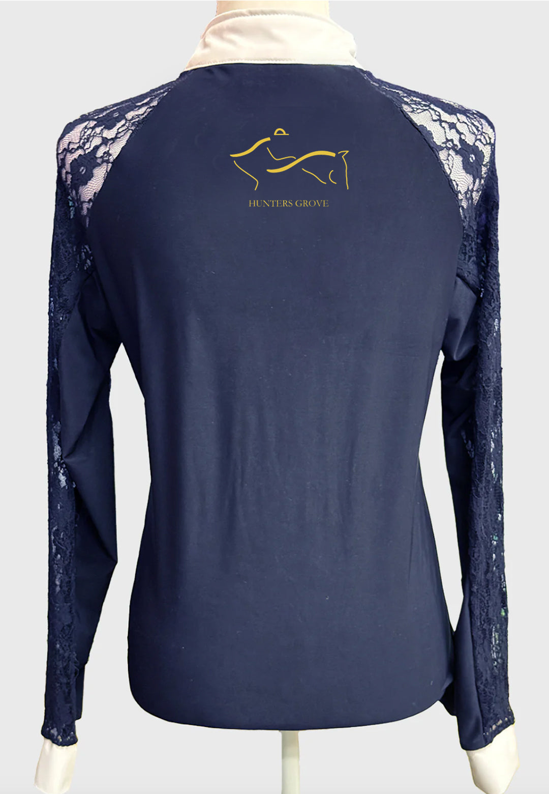 Hunters Grove Stables Ladies Navy Lace Show Shirt - Long/Short Sleeves