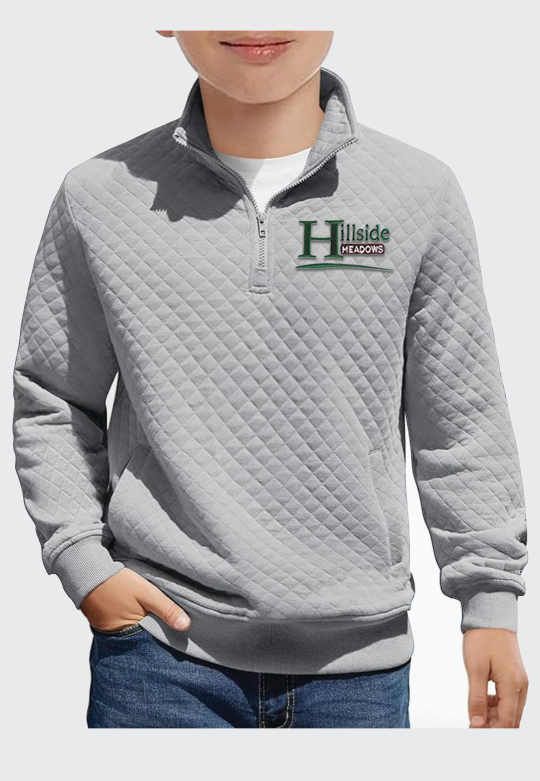 Hillside Meadows Haloumoning Youth Quilted Quarter Zip Sweatshirts, 2 Color Options