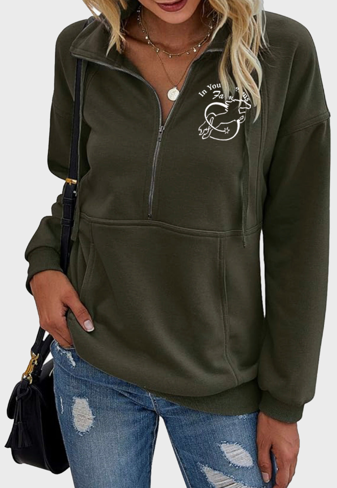 In Your Dreams Farm PRETTYGARDEN Womens Zipped Sweatshirt, 2 Color Options