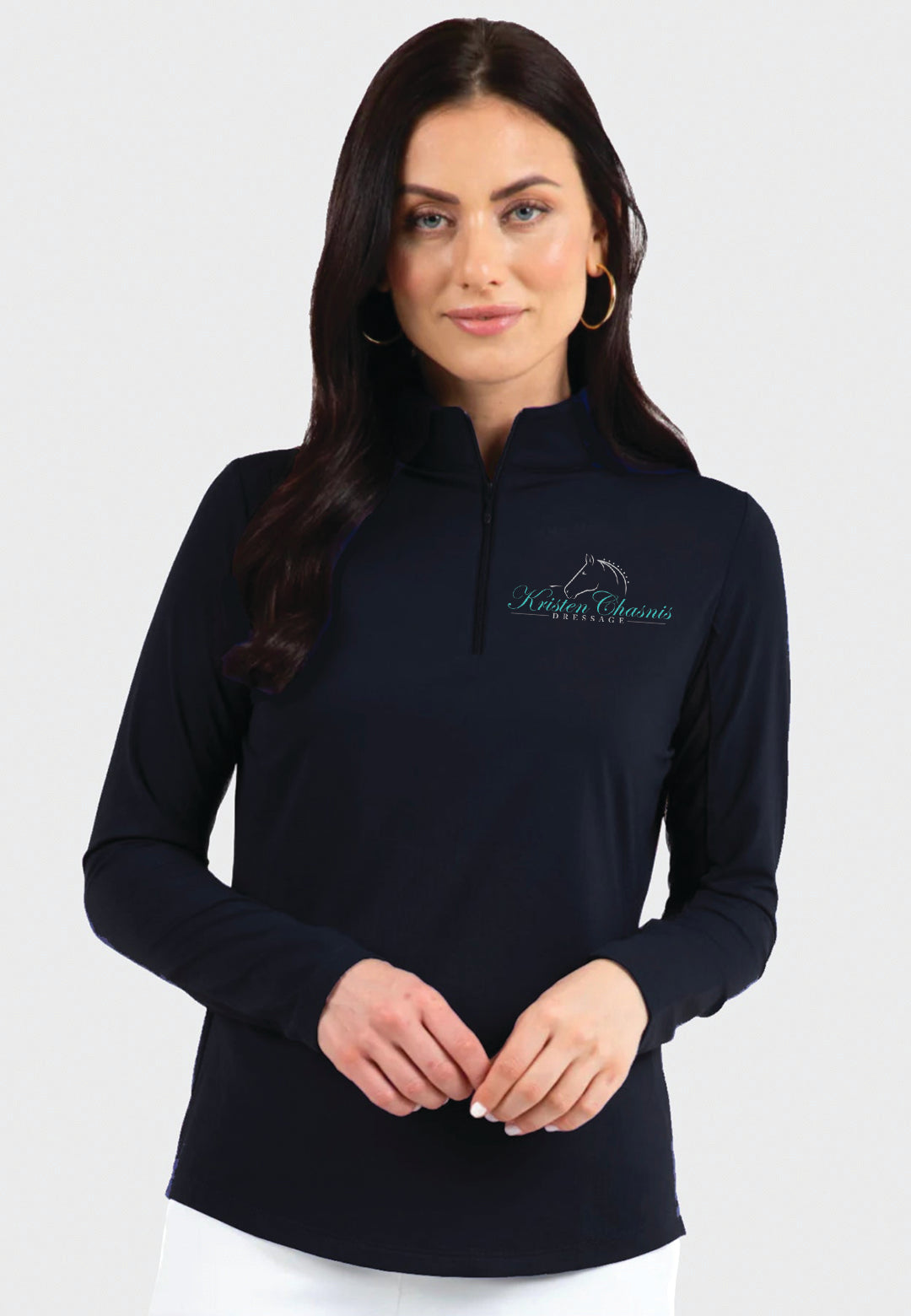 Kristen Chasnis Dressage IBKÜL's Ladies Long Sleeve Zip Mock Neck, 3 Color Options