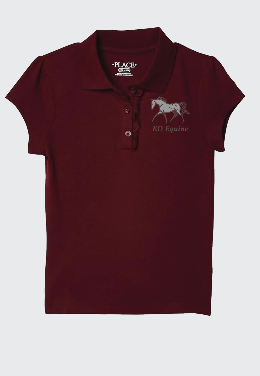 KO Equine The Children's Place Girls' Short Sleeve Ruffle Pique Polo, 2 Color Options