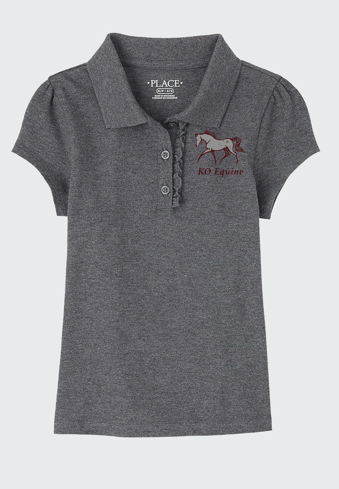KO Equine The Children's Place Girls' Short Sleeve Ruffle Pique Polo, 2 Color Options