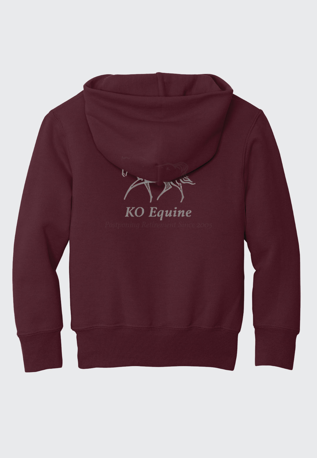 KO Equine Port & Company® Essential Fleece Maroon Pullover Hooded Sweatshirt, Youth Sizes, 2 Color Options
