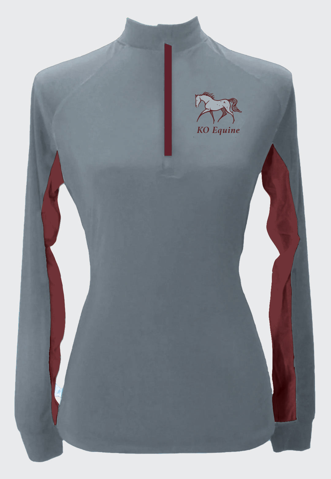 KO equine Long Sleeve Custom Sun Shirt with Contrasting Accents, Adult + Youth Sizes