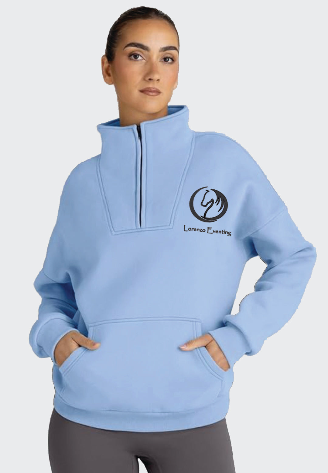 Lorenzo Eventing Trendy Queen Half Zip Pullover Sweatshirt, 2 Color Options