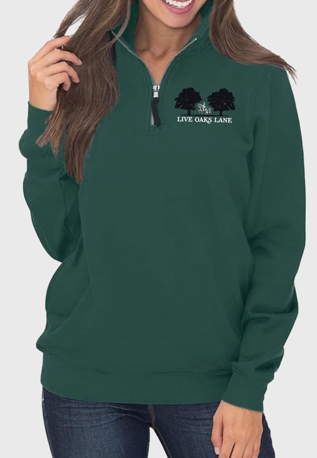 Live Oaks Lane Farm Samefar Ladies 1/4 Zip Pullover Sweatshirt with Pockets