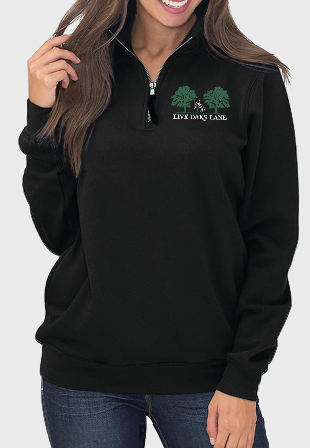 Live Oaks Lane Farm Samefar Ladies 1/4 Zip Pullover Sweatshirt with Pockets