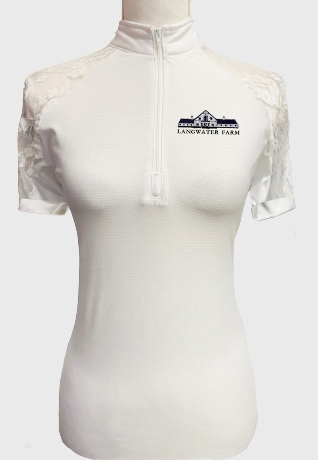 Langwater Farm Black Lace Short Sleeve Show Shirt - Ladies + Youth, 2 Color Options