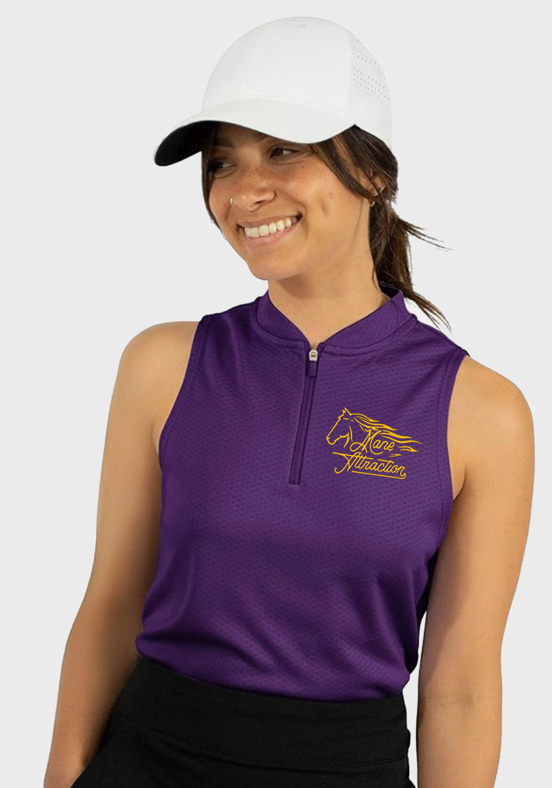 Mane Attraction Three Sixty Six Ladies Sleeveless Polo with Zipper, 2 Color Options