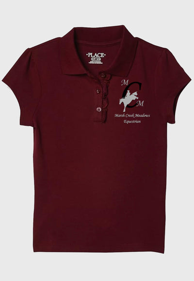 Marsh Creek Meadows Equestrian The Children's Place Girls' Short Sleeve Ruffle Pique Polo, 2 Color Options