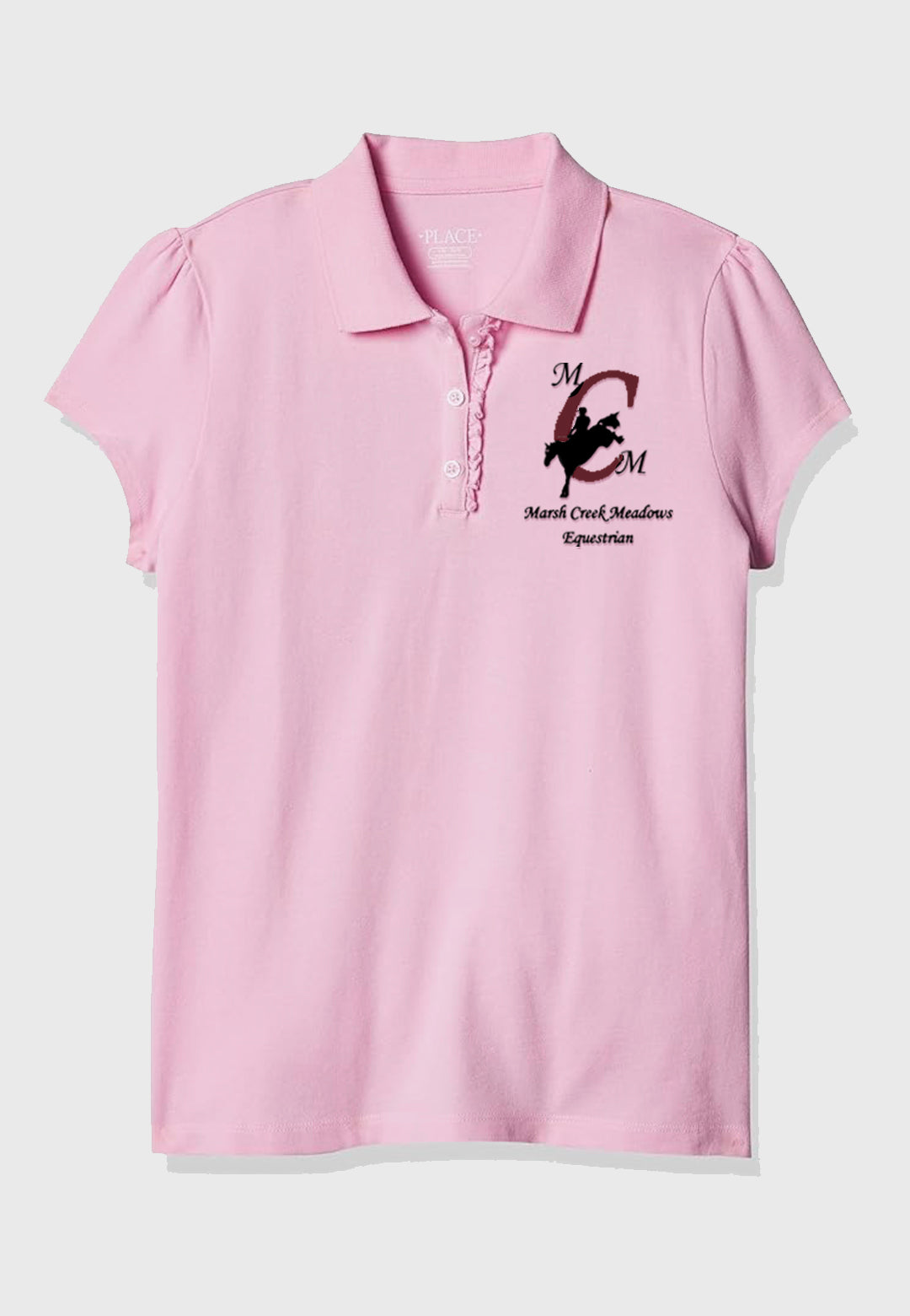 Marsh Creek Meadows Equestrian The Children's Place Girls' Short Sleeve Ruffle Pique Polo, 2 Color Options