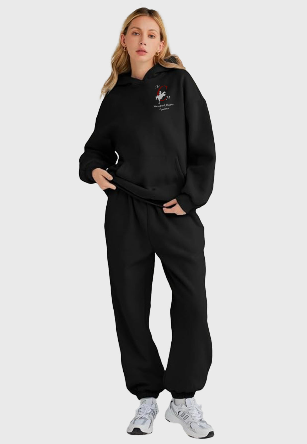 Marsh Creek Meadows Equestrian AUTOMET Women's 2 Piece Black Sweatsuit