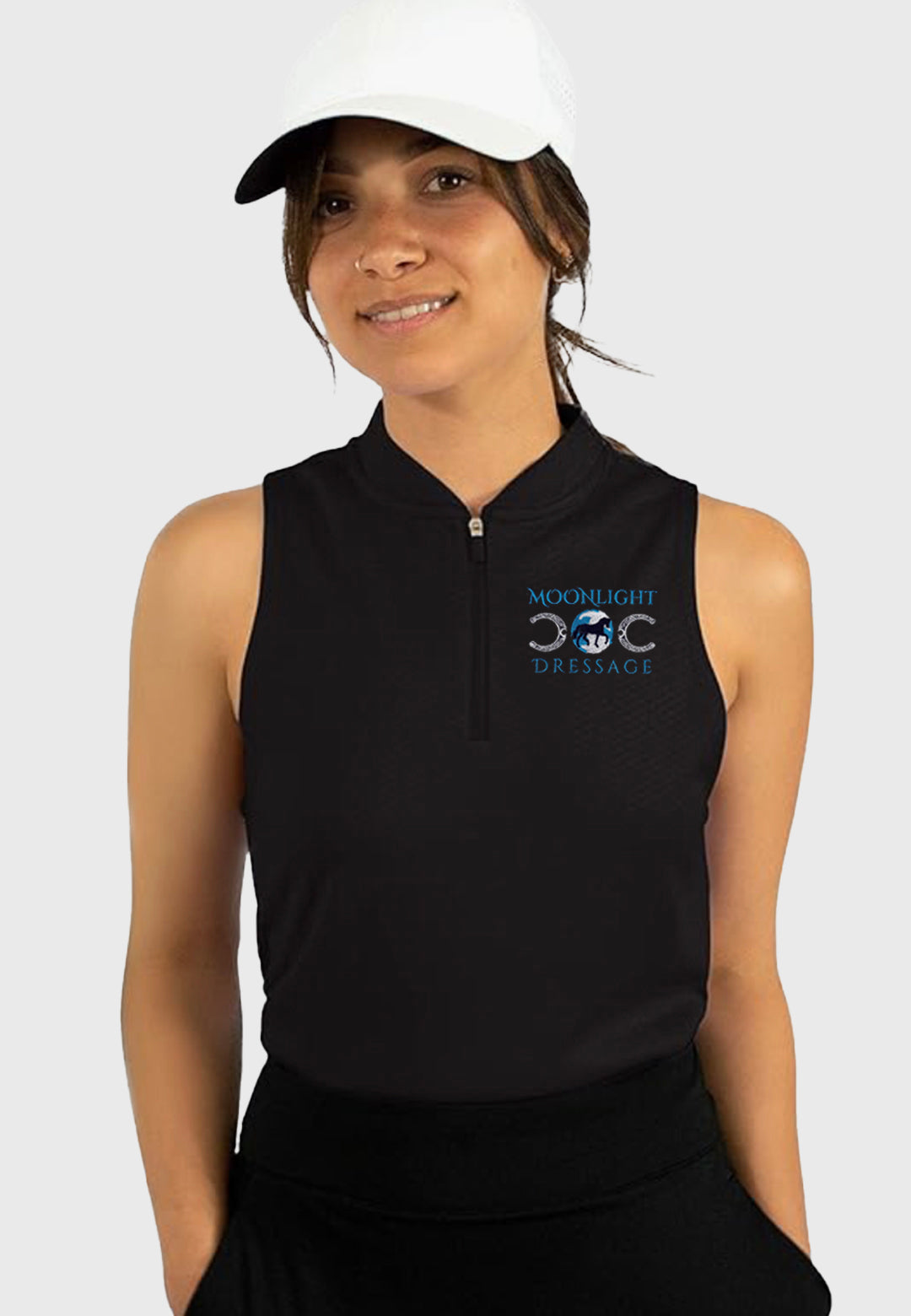 Moonlight Dressage Three Sixty Six Ladies Sleeveless Polo with Zipper, 2 Color Options