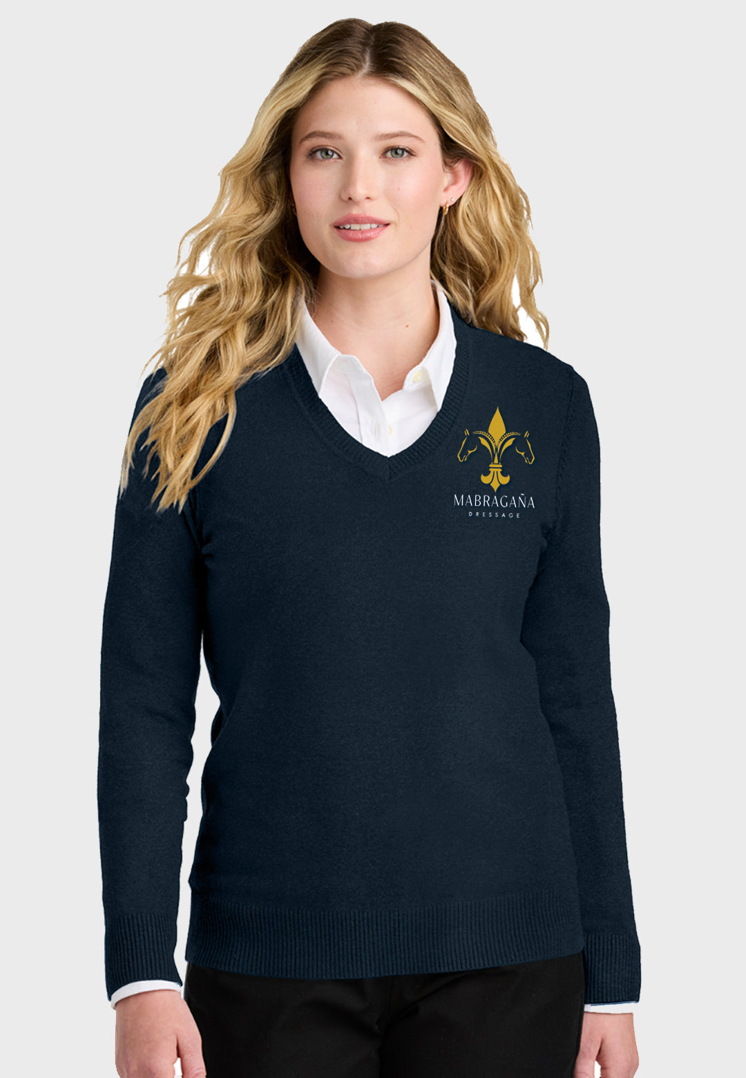 Mabragana Dressage Port Authority® Women’s Easy Care V-Neck Sweater, 3 Color Options