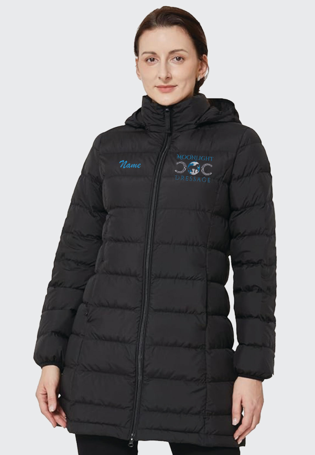 Moonlight Dressage YZG Ladies Quilted Long Down Puffer Coat w/Detachable Hood