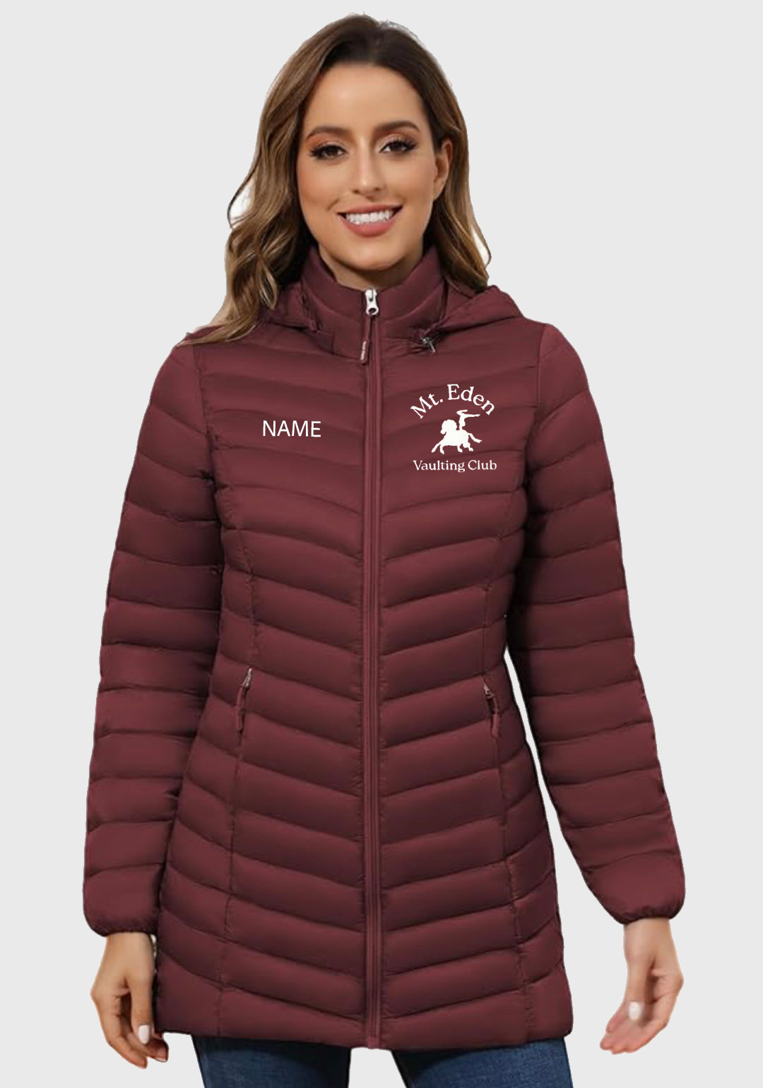 Mt. Eden Vaulting Club ROYAL MATRIX Women's Long Packable Puffer Coat ...