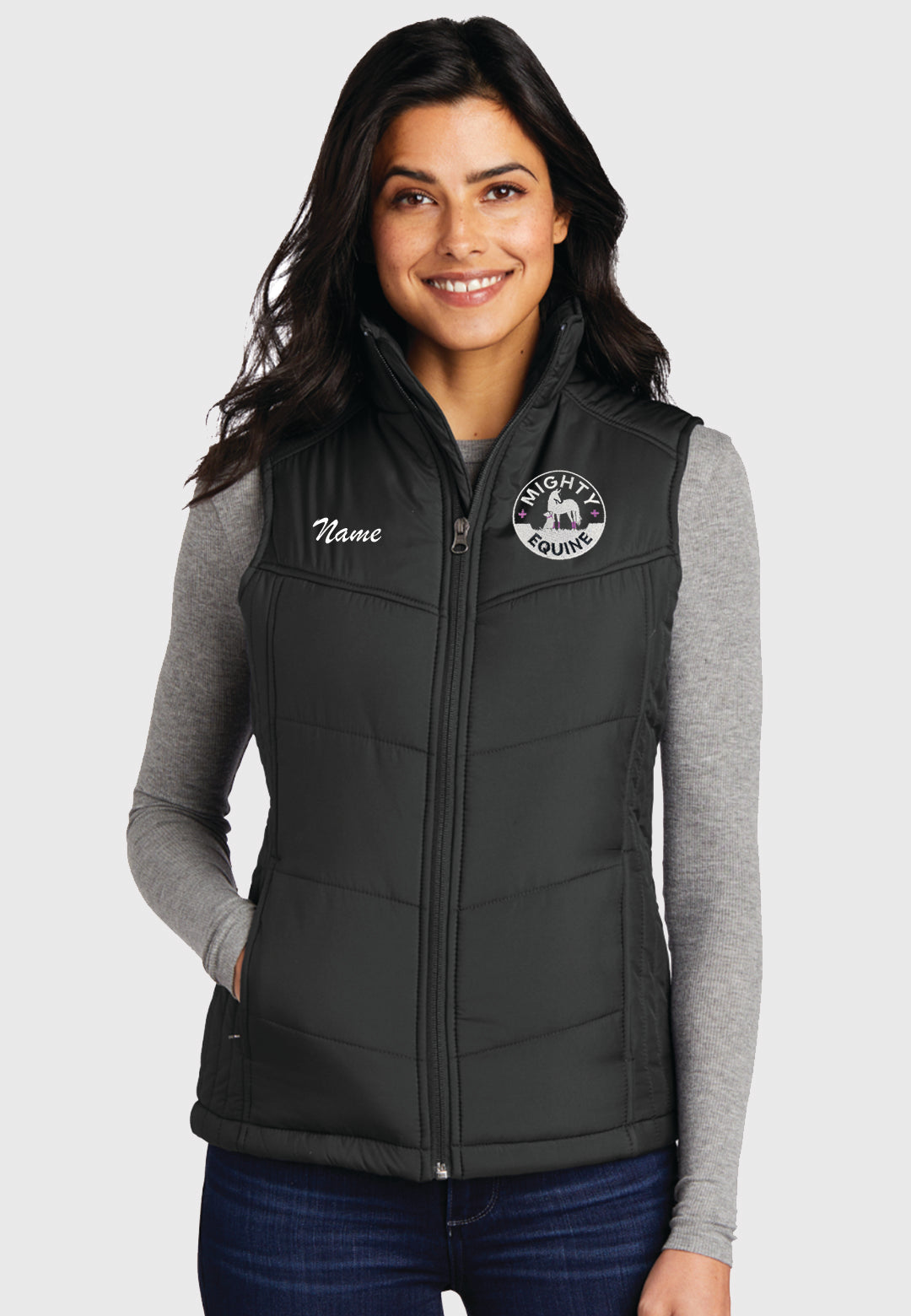Mighty Equine Port Authority® Black Puffy Vest - Ladies/Mens Styles