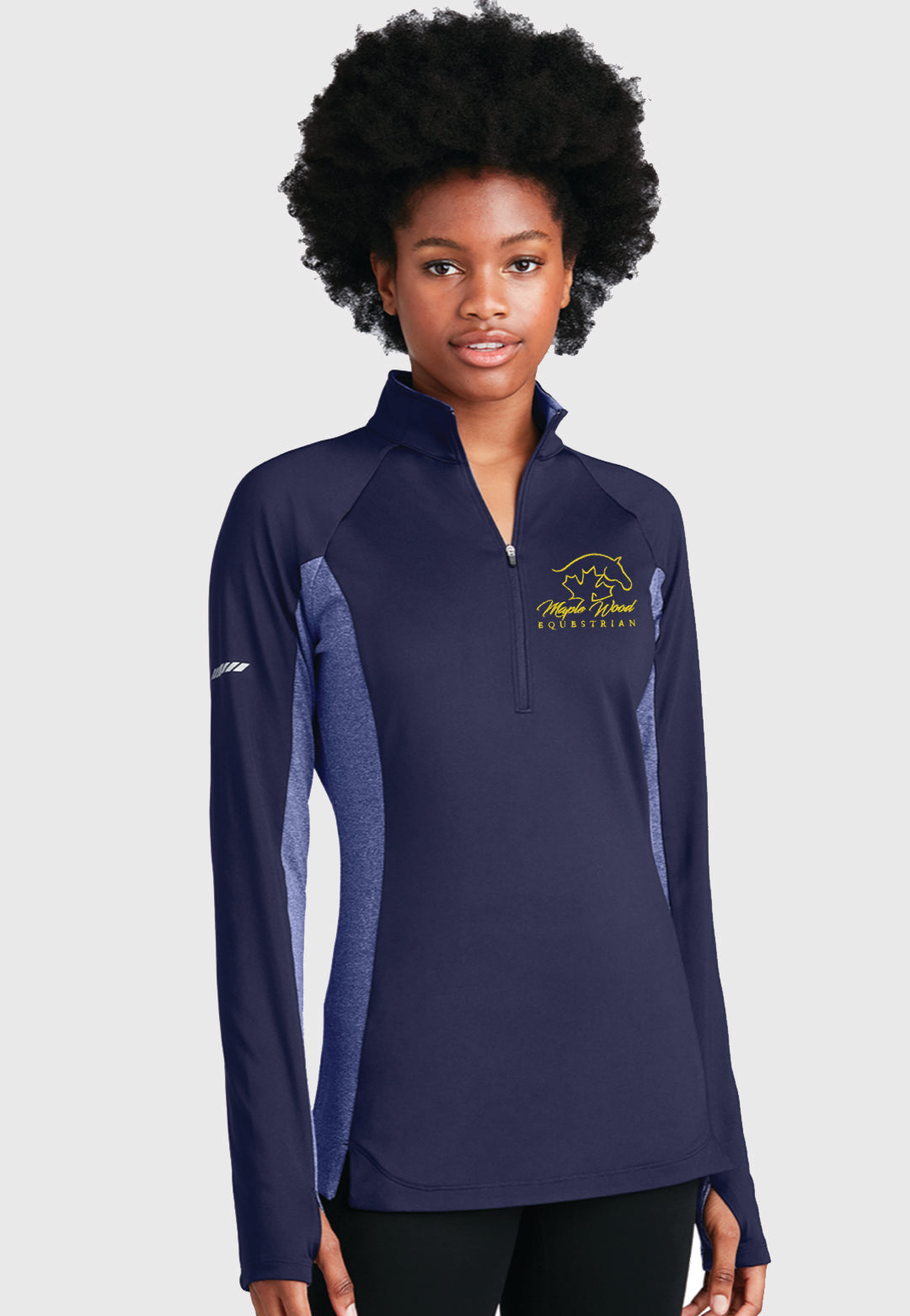 Maple Wood Equestrian Sport-Tek® Ladies Sport-Wick® Stretch Contrast 1/2-Zip Pullover