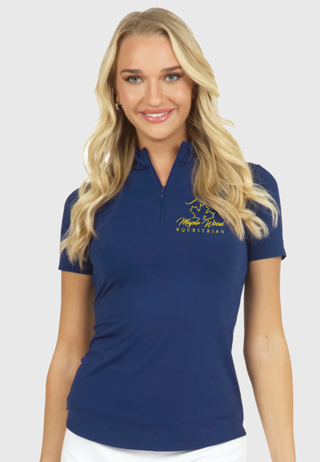 Maple Wood Equestrian IBKÜL's Ladies Short Sleeve Zip Mock Neck