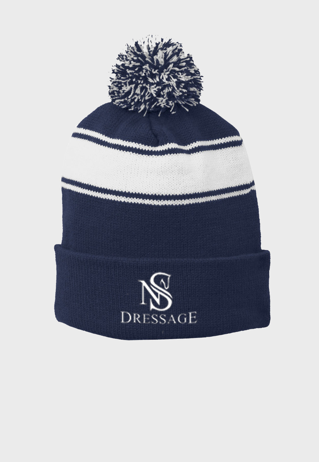 NS Dressage Sport-Tek® Navy Stripe Pom Pom Beanie, 2 Color Options