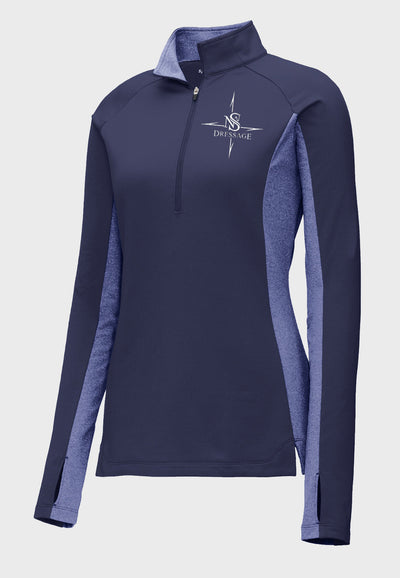 NS Dressage Sport-Tek® Sport-Wick® Stretch Contrast 1/2-Zip Pullover - Ladies + Mens, 2 Color options