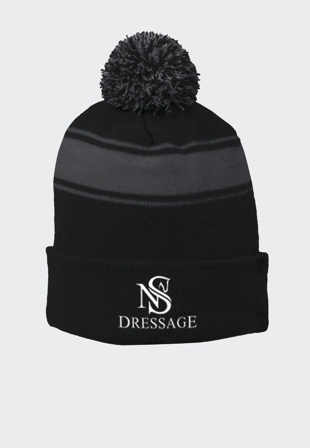 NS Dressage Sport-Tek® Navy Stripe Pom Pom Beanie, 2 Color Options