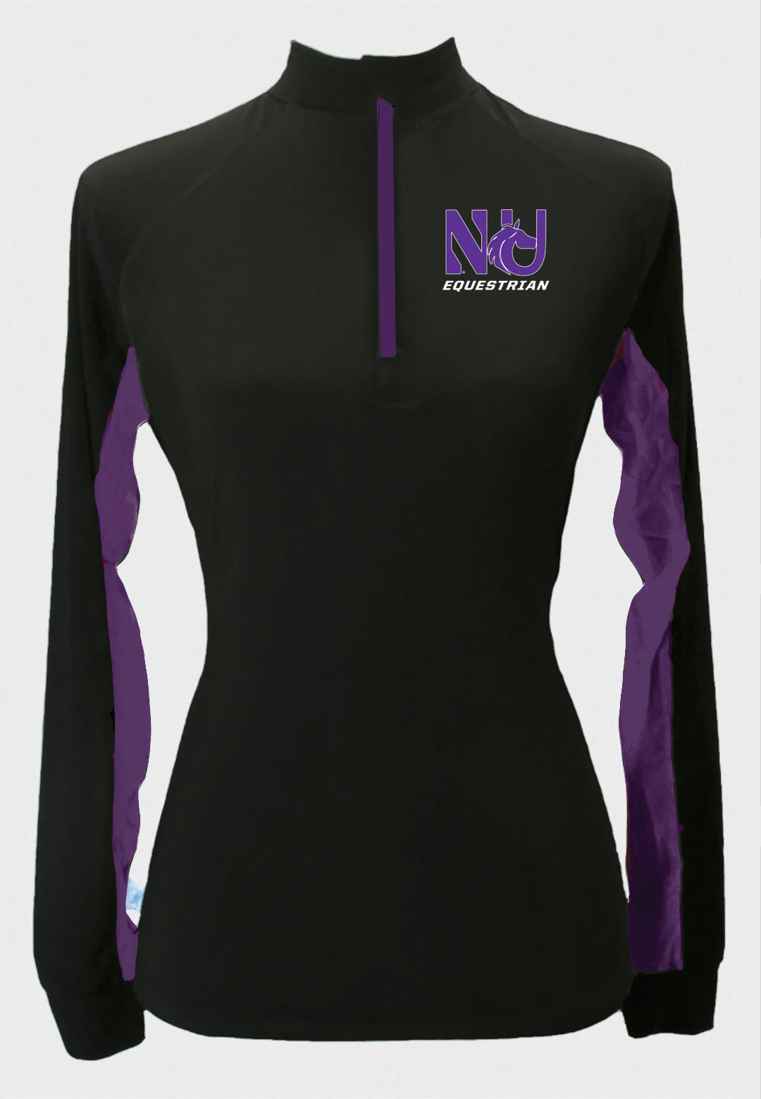 Northwestern University Equestrian Team Long Sleeve Custom Sun Shirt with Contrasting Accents, Adult + Youth Sizes