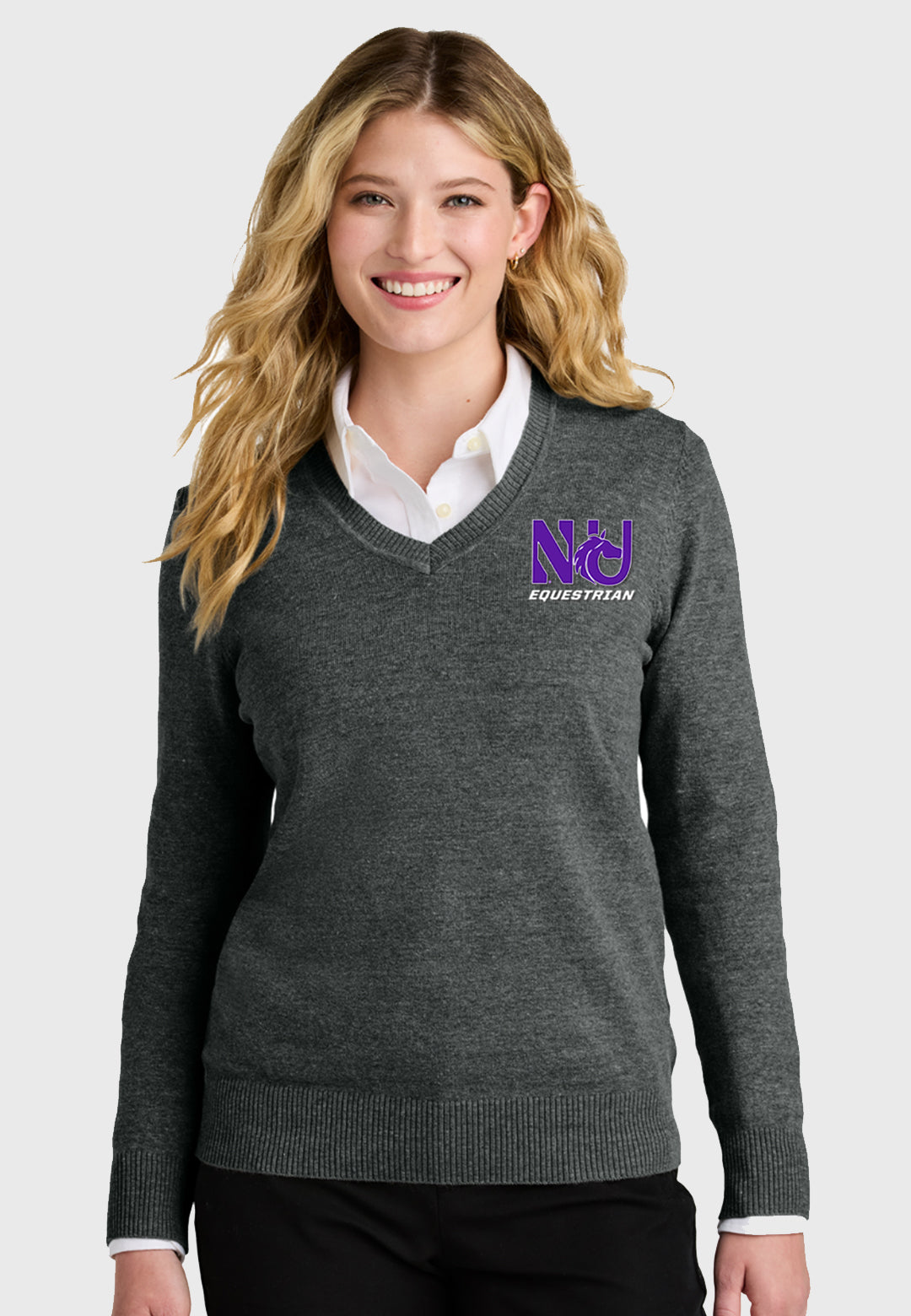 Northwestern University Equestrian Team Port Authority® Women’s Easy Care V-Neck Sweater, 2 Color Options