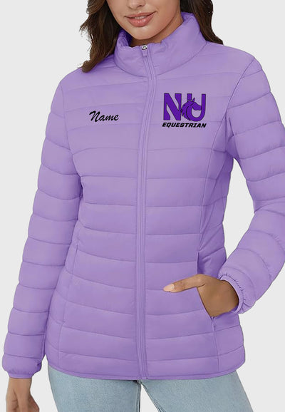 Northwestern University Equestrian Team MAGCOMSEN Ladies Lightweight Puffer Jacket, 2 Color Options