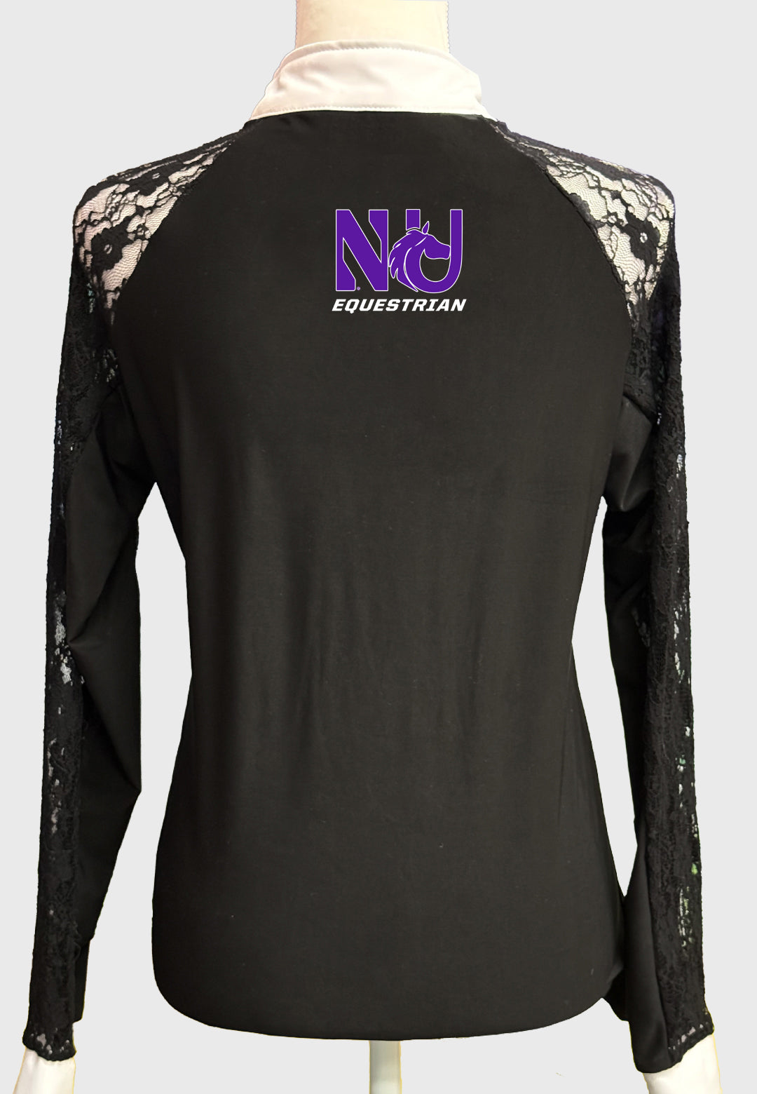 Northwestern University Equestrian Team Ladies Long Sleeve Show Shirt with Lace Sleeves