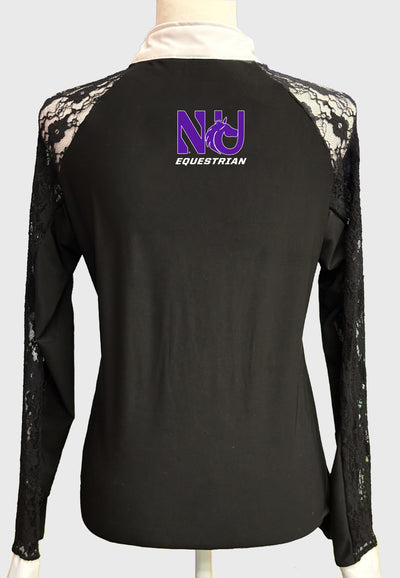 Northwestern University Equestrian Team Ladies Long Sleeve Show Shirt with Lace Sleeves