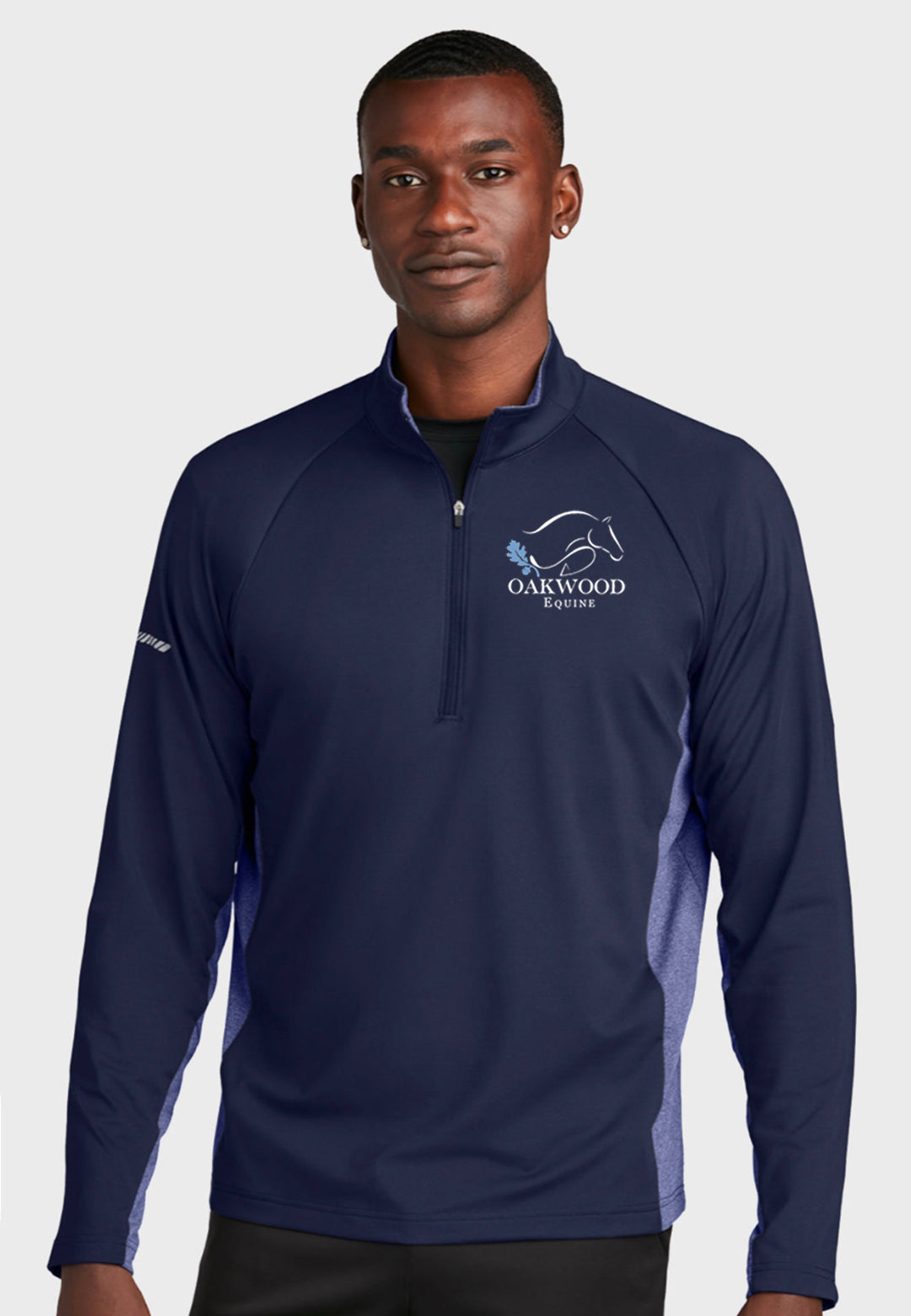 Oakwood Equine Sport-Tek® Sport-Wick® Stretch Contrast 1/2-Zip Pullover - Ladies + Mens Sizes