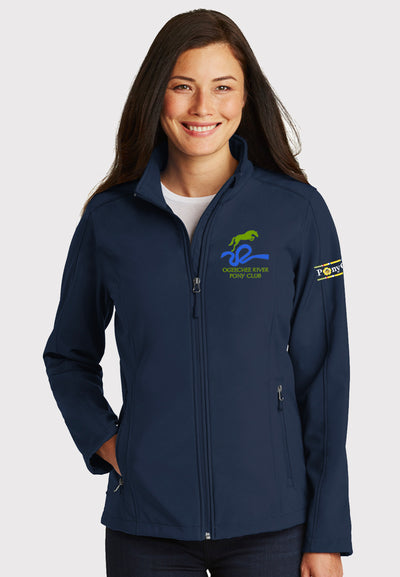 Ogeechee River Pony Club Port Authority® Black Core Soft Shell Jacket - Ladies + Youth Sizes