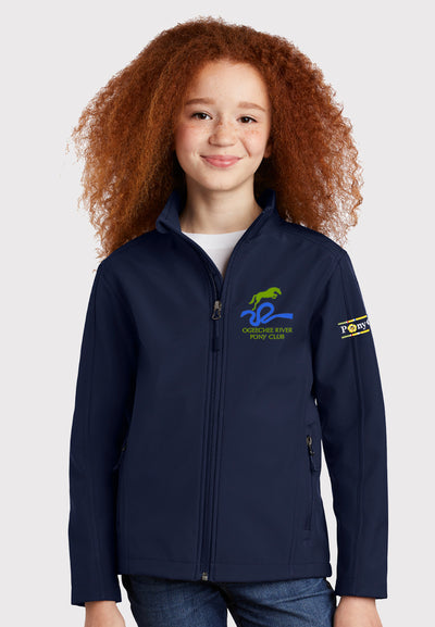 Ogeechee River Pony Club Port Authority® Black Core Soft Shell Jacket - Ladies + Youth Sizes