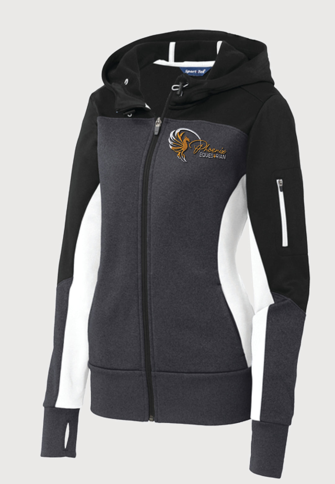 Phoenix Equestrian Team Sport-Tek® Women's Tech Fleece Colorblock Full-Zip Hooded Jacket