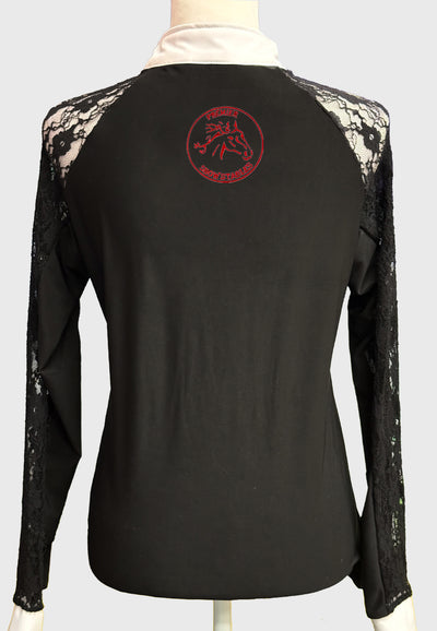 Premier Show Stables LS Black Show Shirt with Lace Sleeves, Ladies + Youth