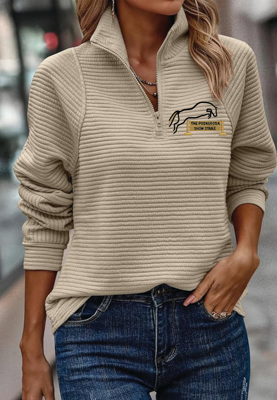 Posnerosa Show Stables Ladies Quarter Zip Casual Sweatshirt