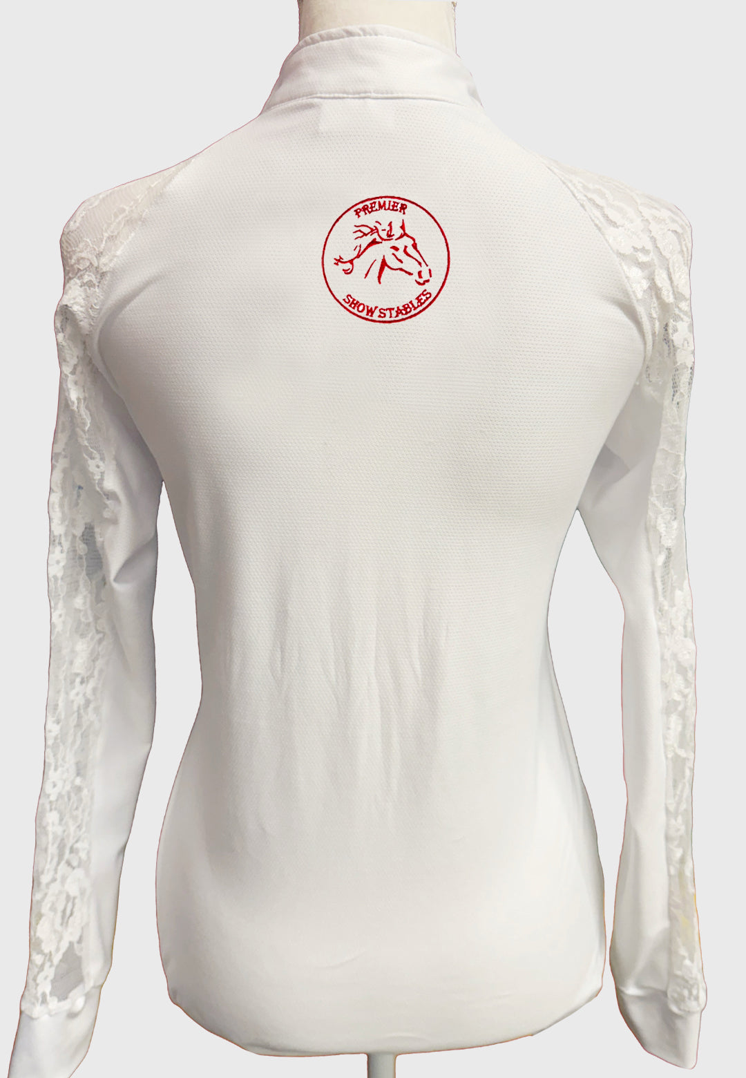 Premier Show Stables LS White Show Shirt with Lace Sleeves, Ladies + Youth