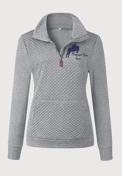 Pheasant View Farm BTFBM Ladies Quilted 1/4 Zip Sweatshirt, 2 Color Options