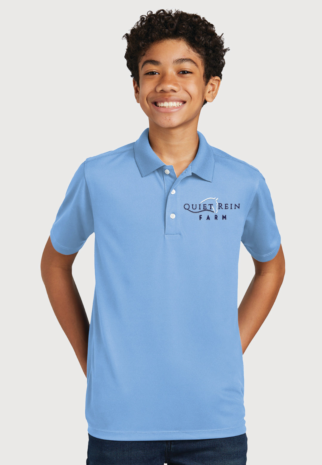 Quiet Rein Farm Sport-Tek® Youth (Unisex) UV Micropique Polo, 2 Color Options