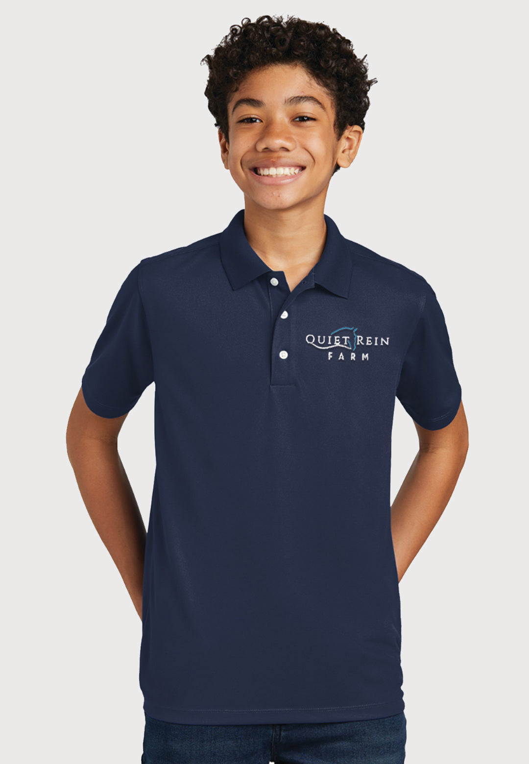 Quiet Rein Farm Sport-Tek® Youth (Unisex) UV Micropique Polo, 2 Color Options